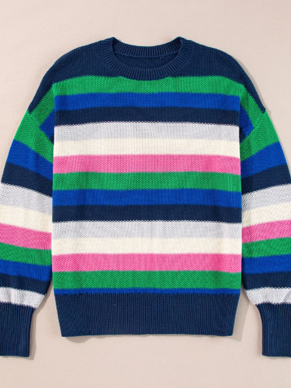 Georgina | Contrasting striped long-sleeved sweater with a crew neck