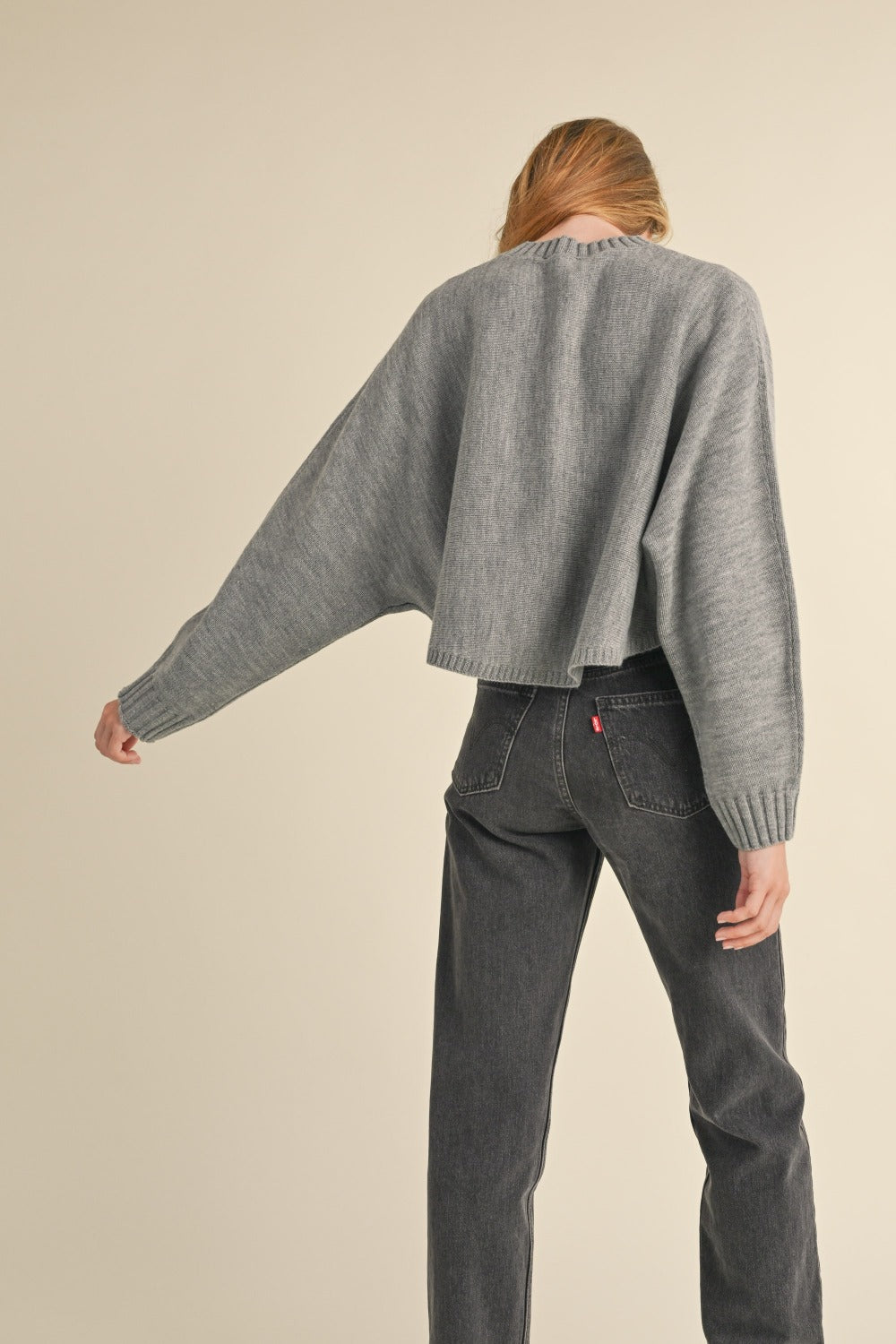 Marina | Short crew neck sweater with dolman sleeves from Mable