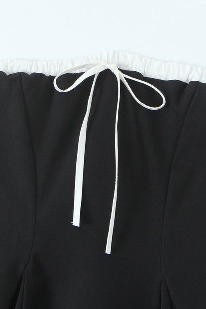 Contrast Bustier Lace-up Back Cocktail Dress