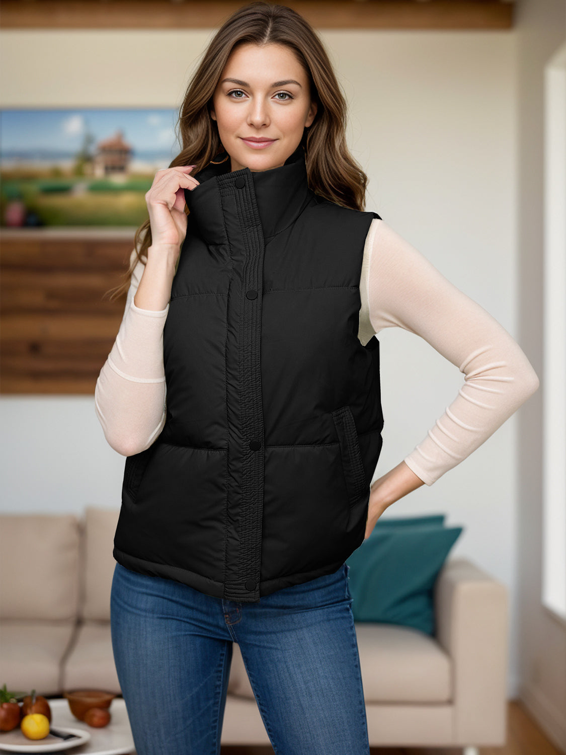 Paola | Vest coat with zip and pockets