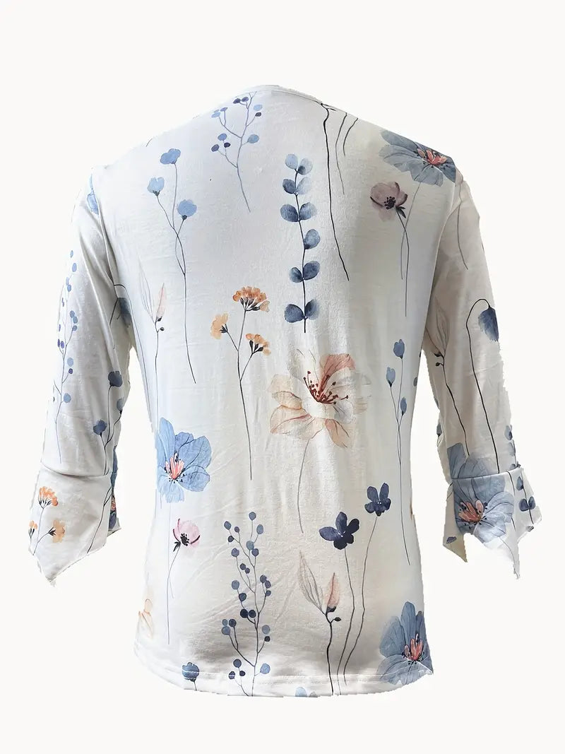Morgan® | Floral Print Top With Buttons And Flared Sleeves