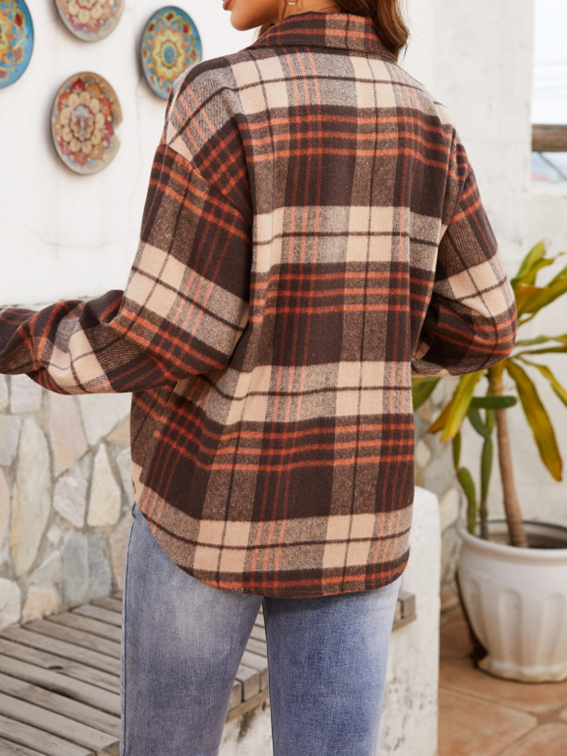 Samanta | Checked long sleeve jacket with buttons