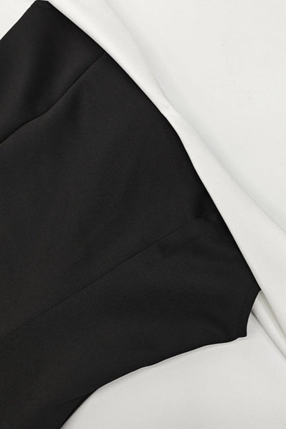 Contrast Bustier Ruffle Cocktail Dress