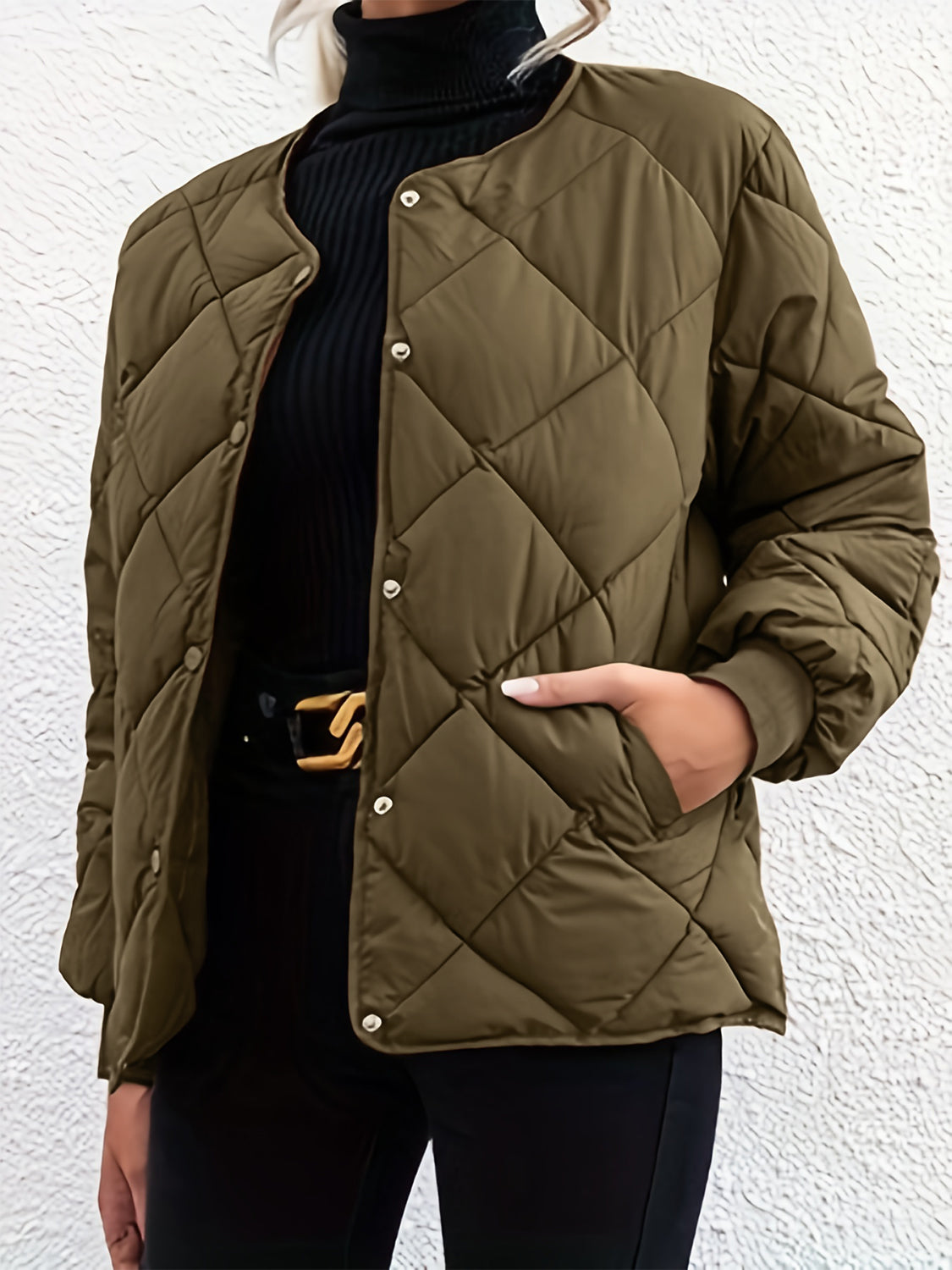 Antonella | Long sleeve winter coat with bubble structure and snap buttons