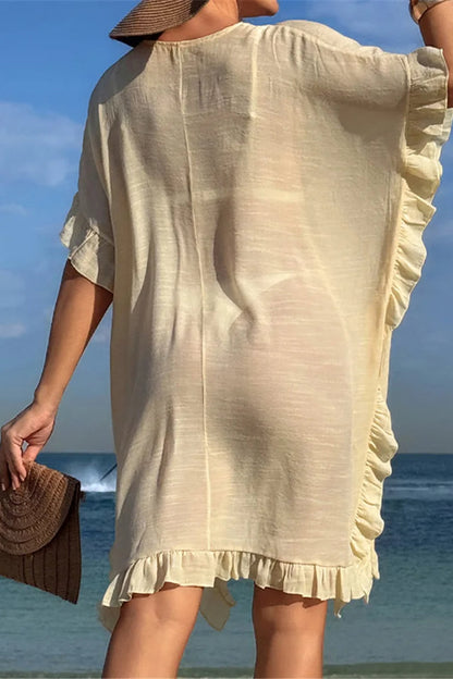 Short Sleeve Crochet Tunic Boho Dress