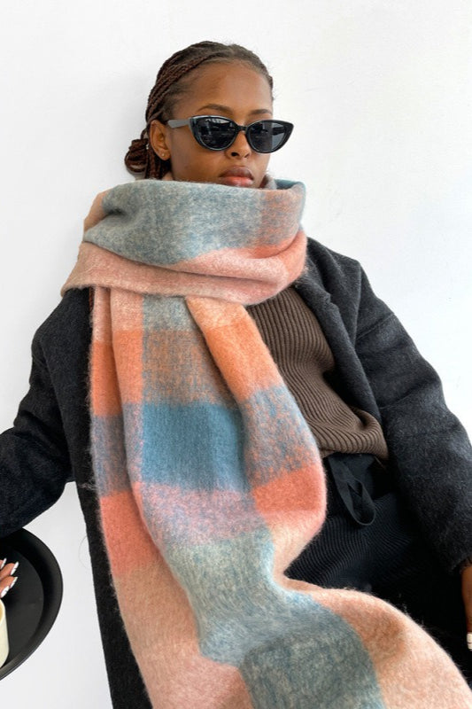 Solid Color Fringe Mohair Scarf