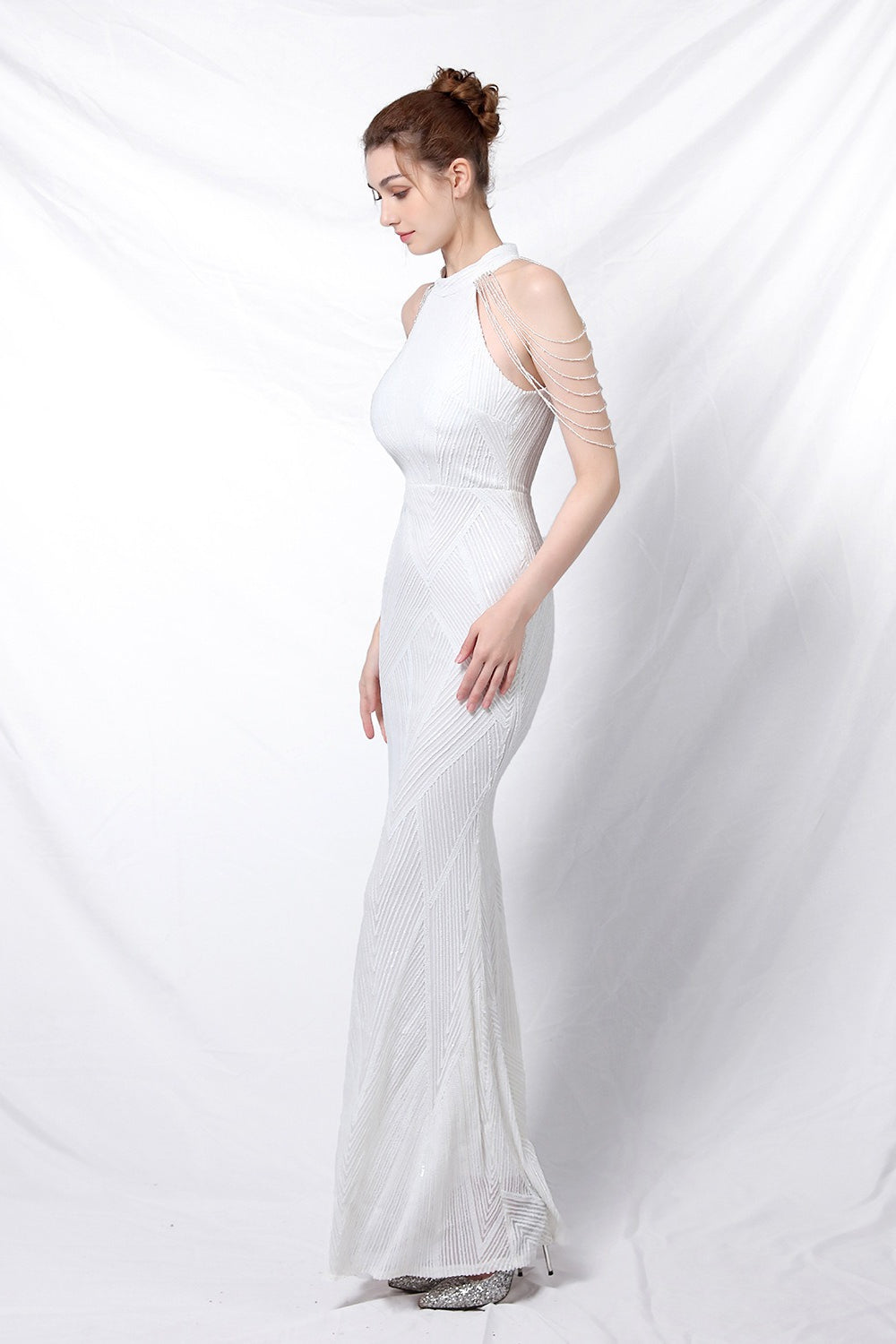 Sequin Halter Mermaid Maxi Party Dress