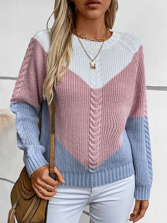 Nora | Color block sweater with a crew neck and long sleeves