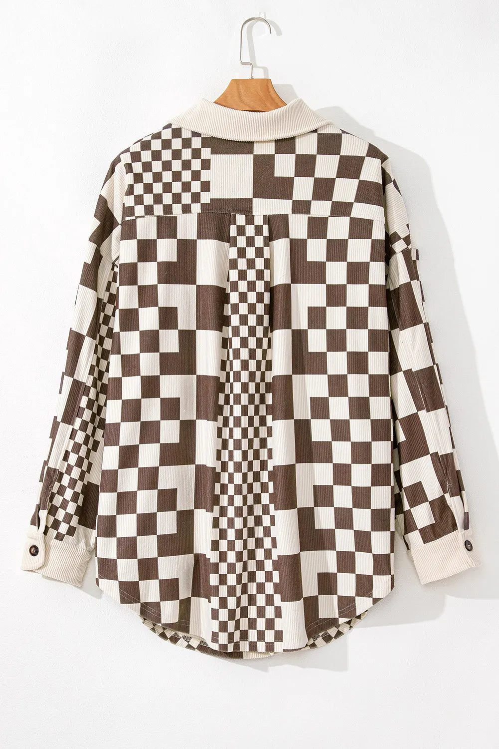 Romy | Oversized checked button down long sleeve jacket