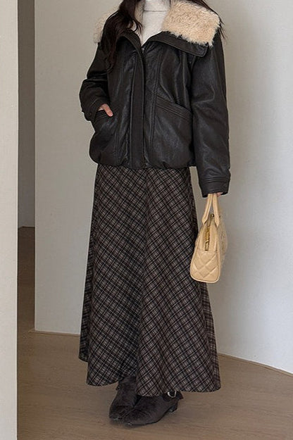 Retro Plaid High-Waist Skirt