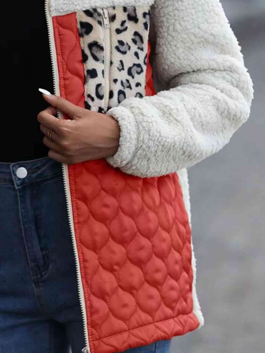 Iliana | Annette leopard print color block zip jacket