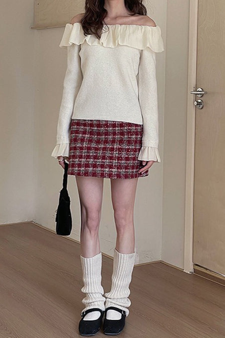 Heavyweight Wool Plaid Bodycon Skirt