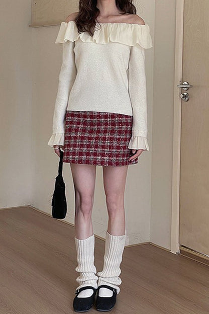 Heavyweight Wool Plaid Bodycon Skirt