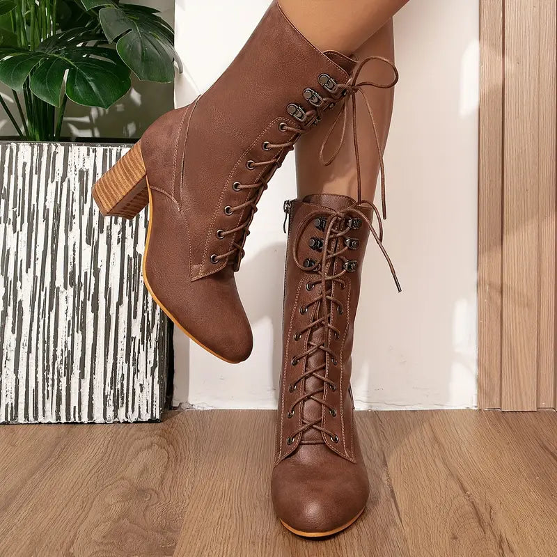 Zenaida | Leather boots with thick heels
