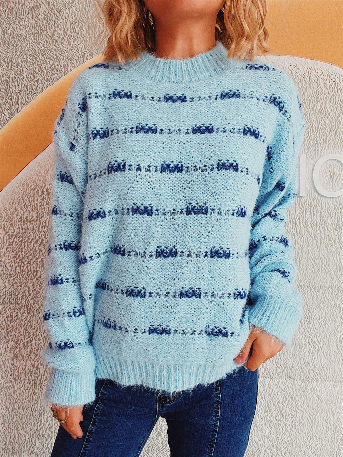 Ilse | Striped long-sleeved sweater with a crew neck