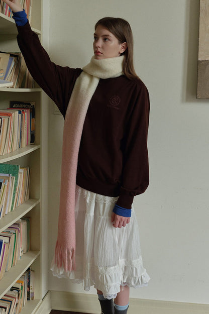 40% Wool Blend Contrast Color Tie-Dye Gradient Scarf