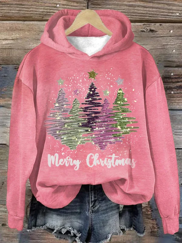Karen | Women's Christmas hoodie with hood and cheerful Christmas tree print