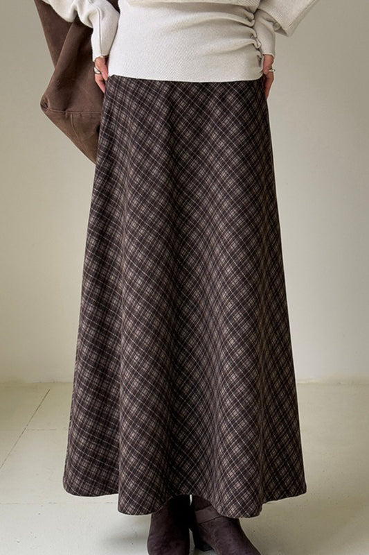Retro Plaid High-Waist Skirt