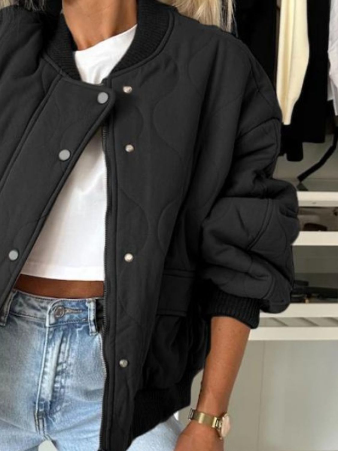 Juliana | Long-sleeved jacket with baseball collar and snap-down function