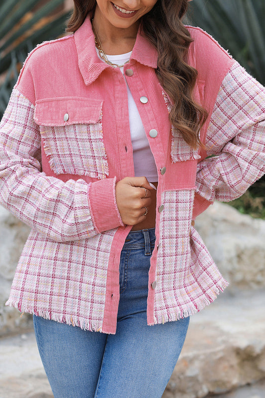 Inga | Checked long sleeve jacket with buttons