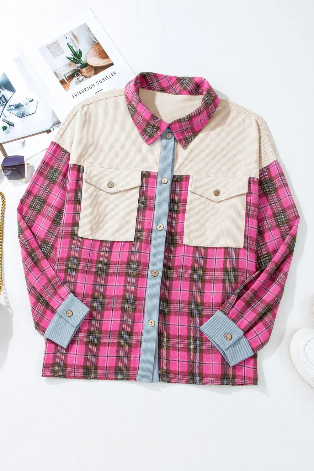 Sabine | Oversized checked long sleeve shirt with collar
