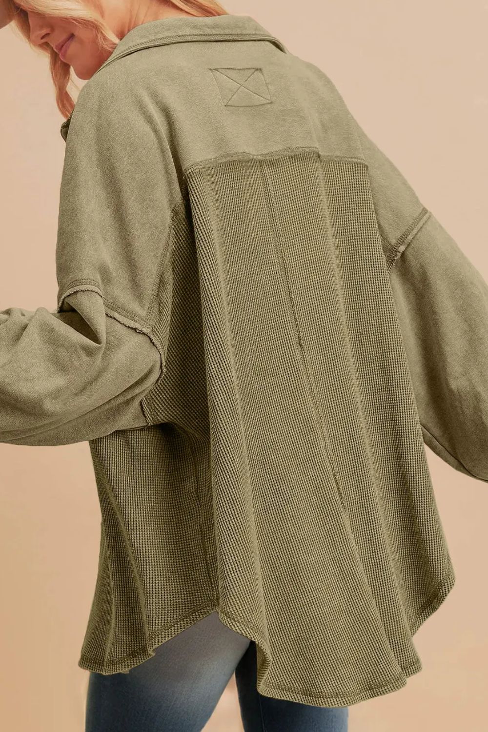 Renee | Waffle knit long sleeve jacket with collar
