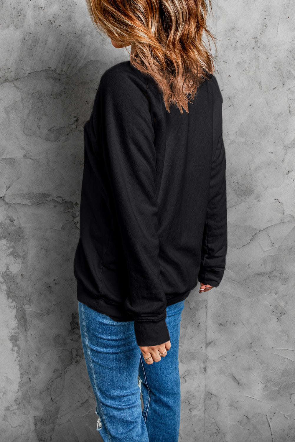 Flavia | Pumpkin long sleeve crew neck sweatshirt