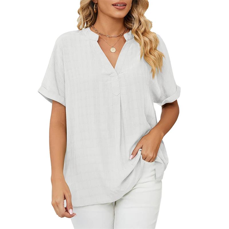 Simone® | Classic V-Neck Short-Sleeved Blouse