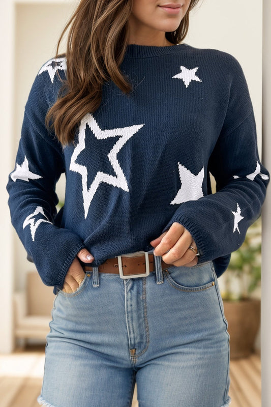 Blanca | Long-sleeved sweater with a star crew neck