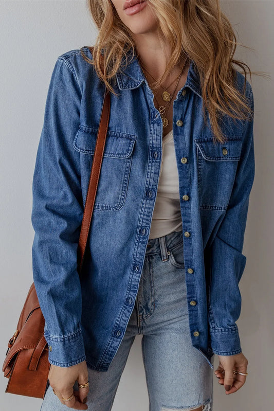 Viviana | Buttoned, long-sleeved denim jacket