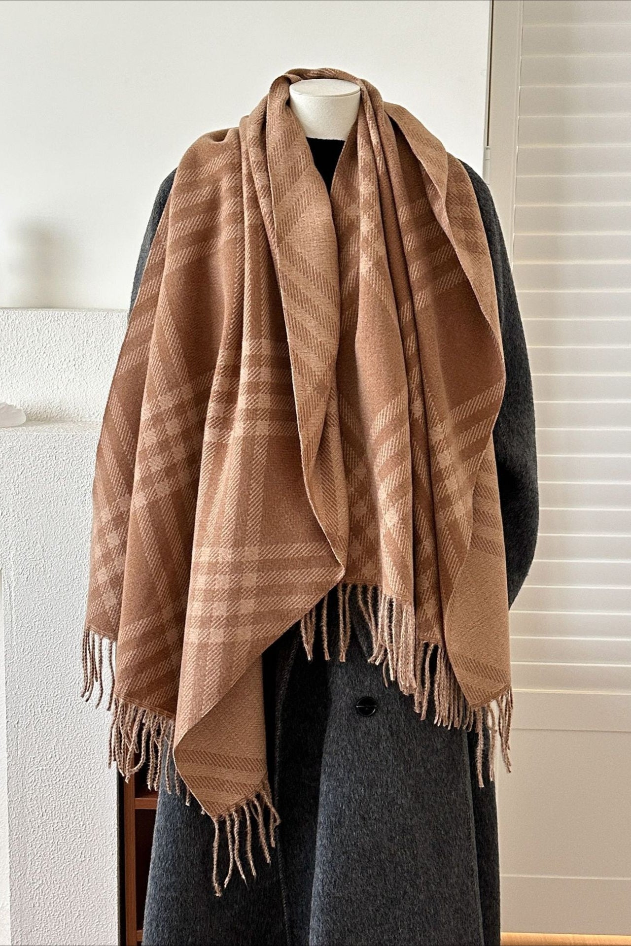 Double-Sided Plaid Festive Faux Cashmere Warm Scarf