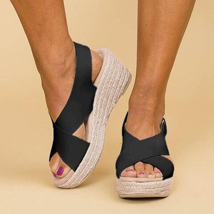 Monika | Stylish Wedge Sandals with Cross Straps