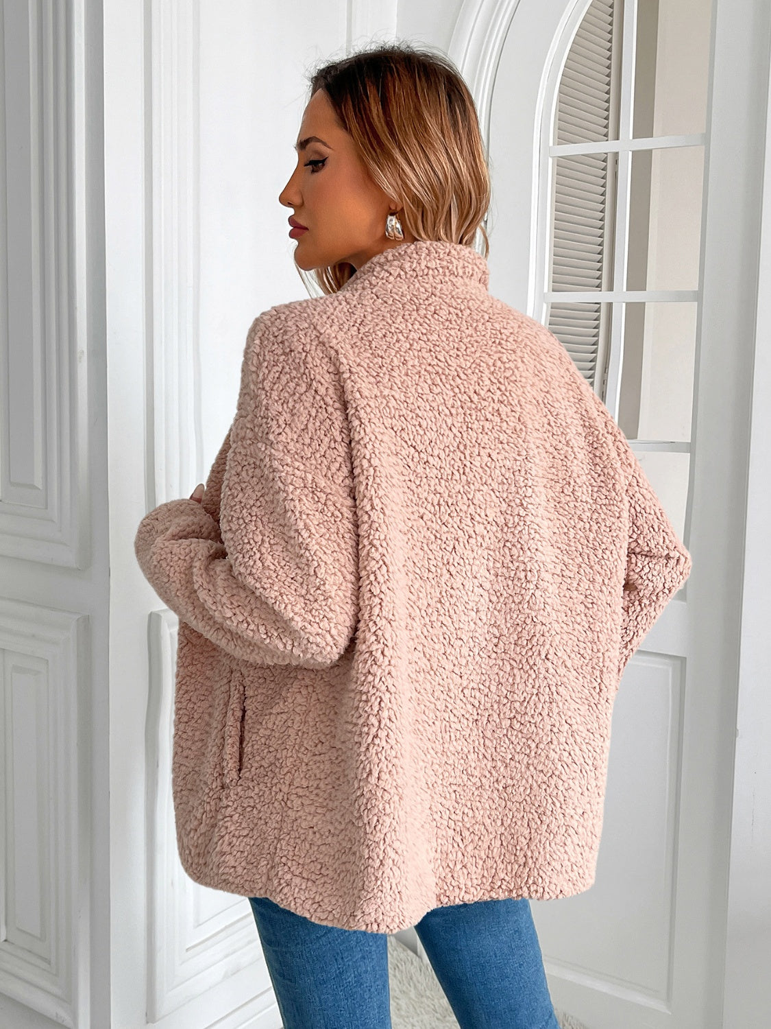 Camila | Ivy Lane fluffy jacket with long sleeves and zip