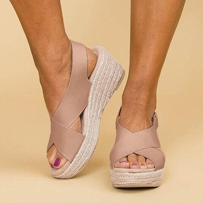 Monika | Stylish Wedge Sandals with Cross Straps