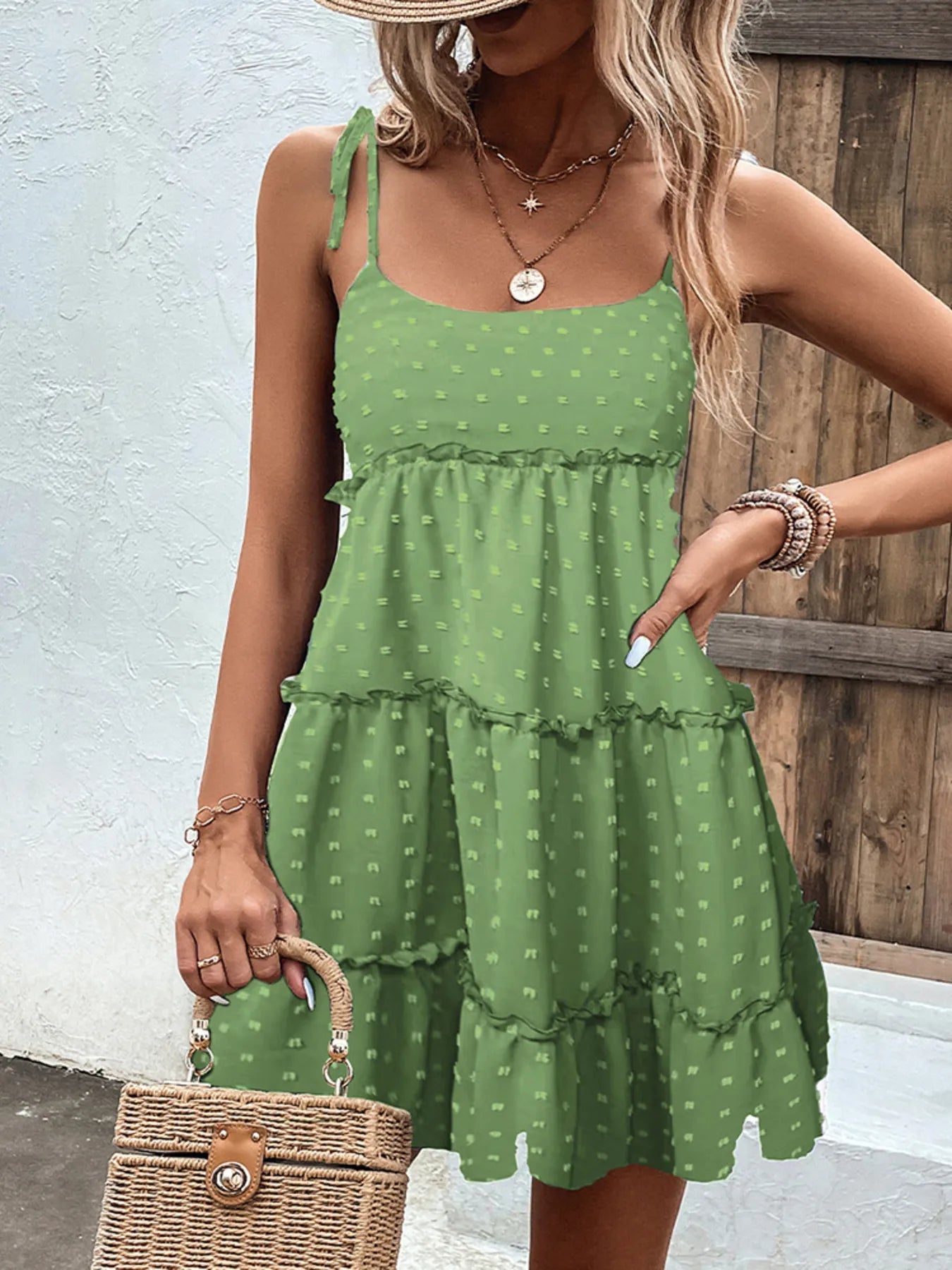 Gemma® | Elegant Swiss Dot Shirt Dress With Ruffles