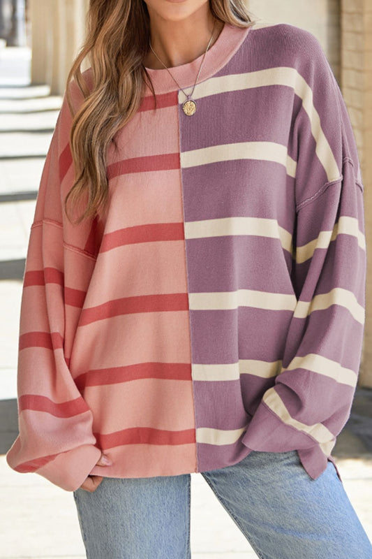 Xiomara | Contrast striped long sleeve sweatshirt