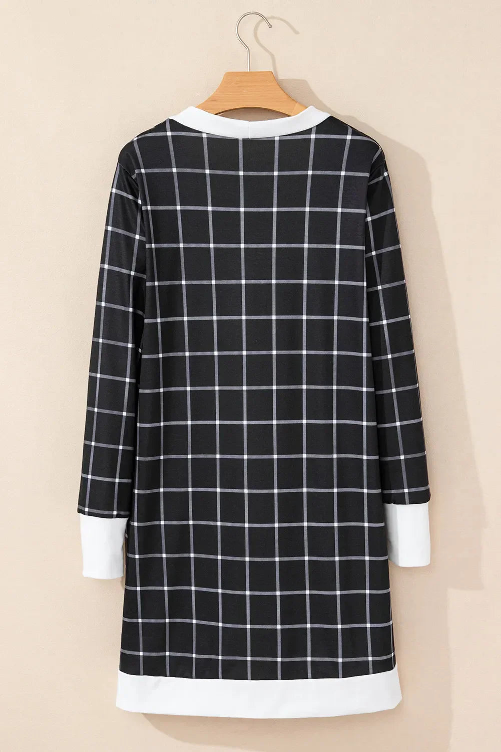Nuria | Checked long sleeve cover with open front