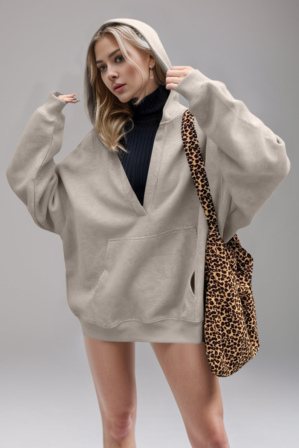 Bernadette | Basic Bae Air Scuba long sleeve hoodie with kangaroo pocket