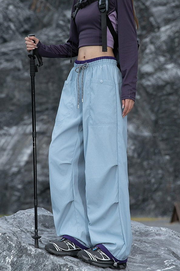 Colorful Quick Dry Cargo Wide Leg Cuffed Pants