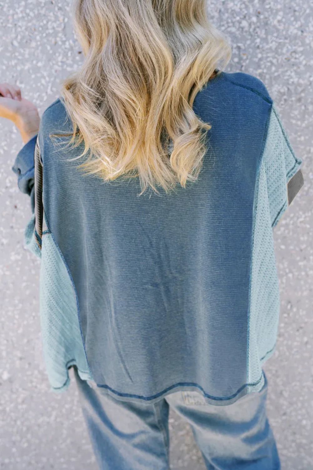 Tereza | Patchwork color block long sleeve crew neck top