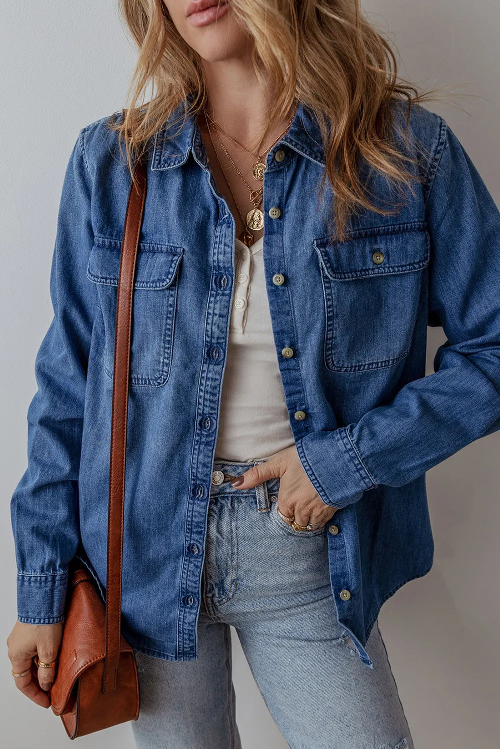 Viviana | Buttoned, long-sleeved denim jacket