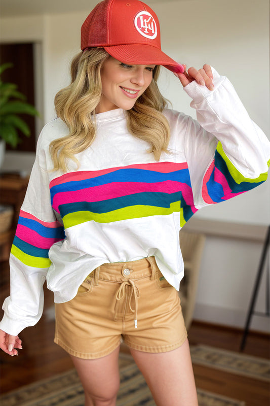 Aurora | Contrasting long-sleeved top with a crew neck