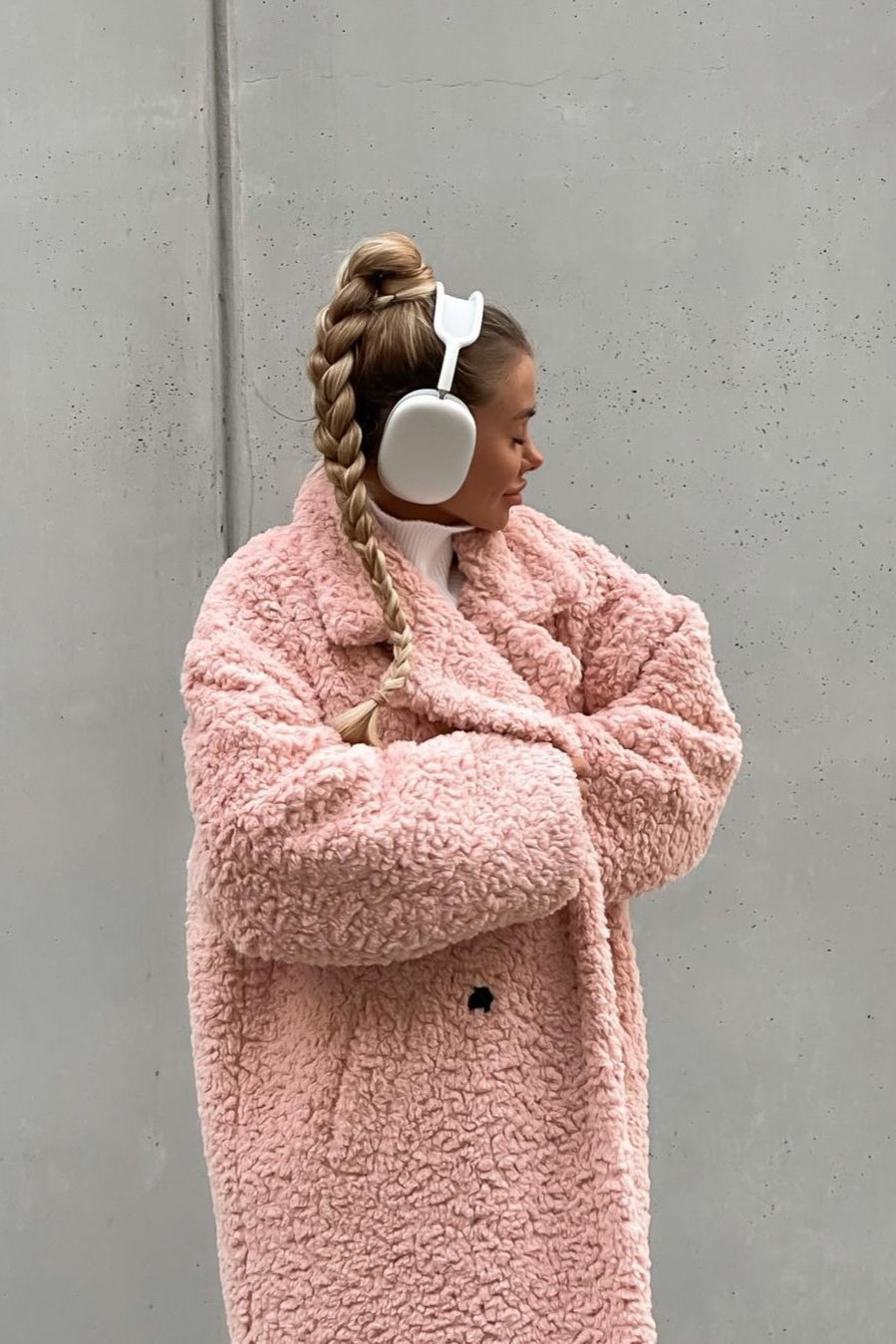 Elegant Office Lapel Plush Long Sleeve Coat