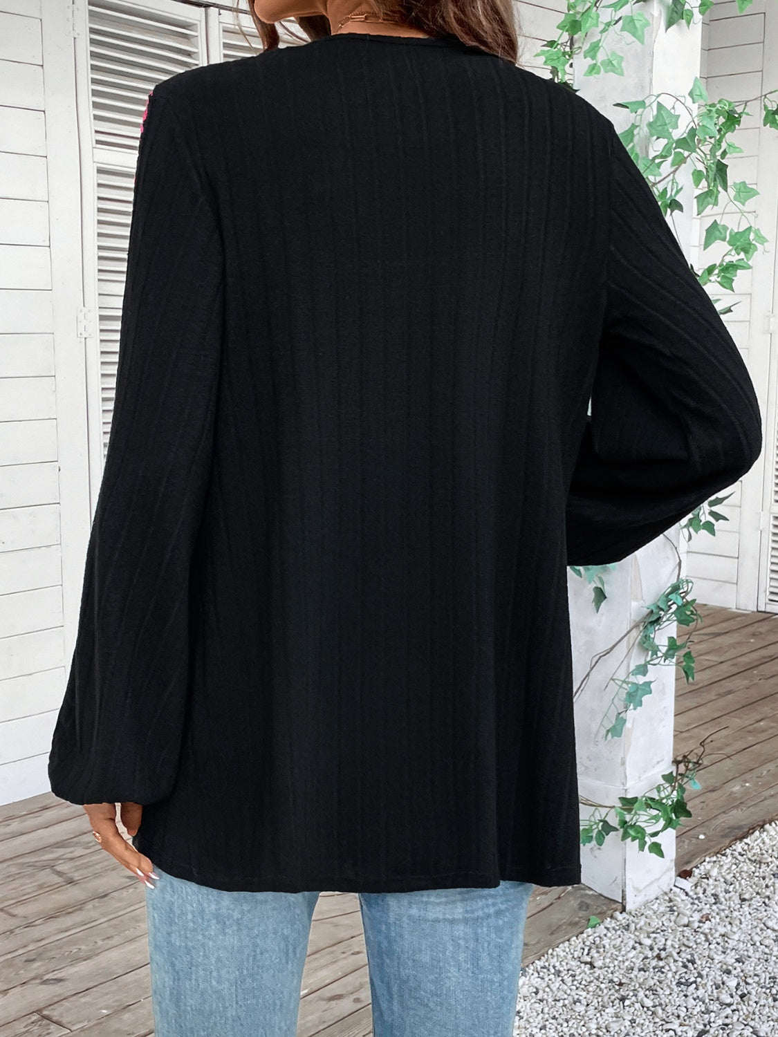 Sibylle | Embroidered open front long sleeve cardigan