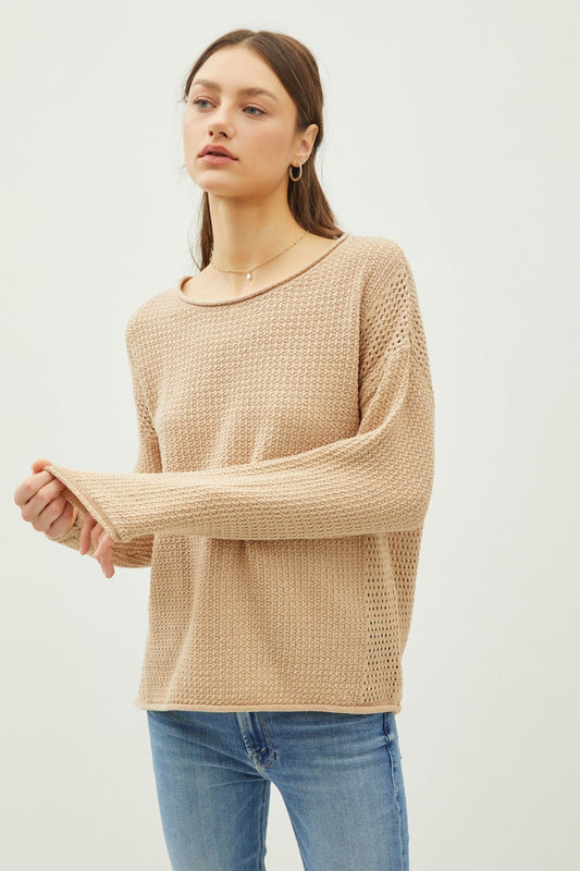 Eugenia | Be Cool Roll sweater with an openwork crew neck