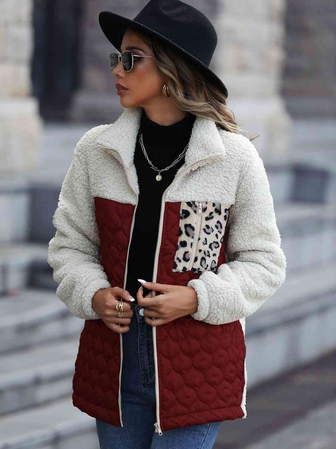 Iliana | Annette leopard print color block zip jacket
