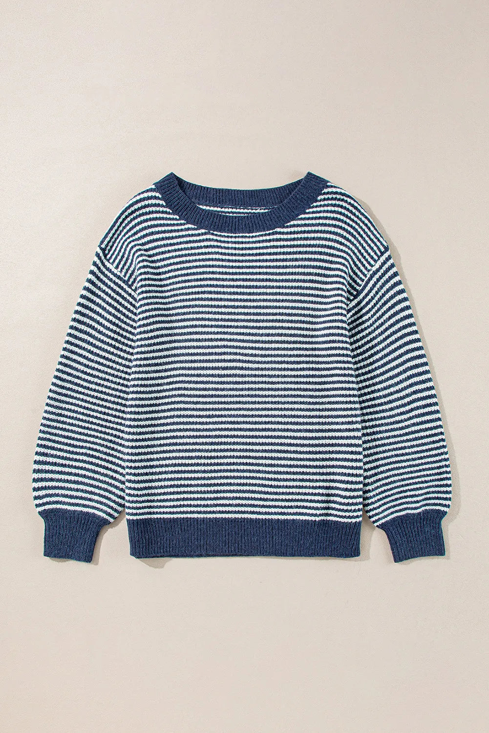 Stefania | Striped crew neck sweater with dropped shoulders
