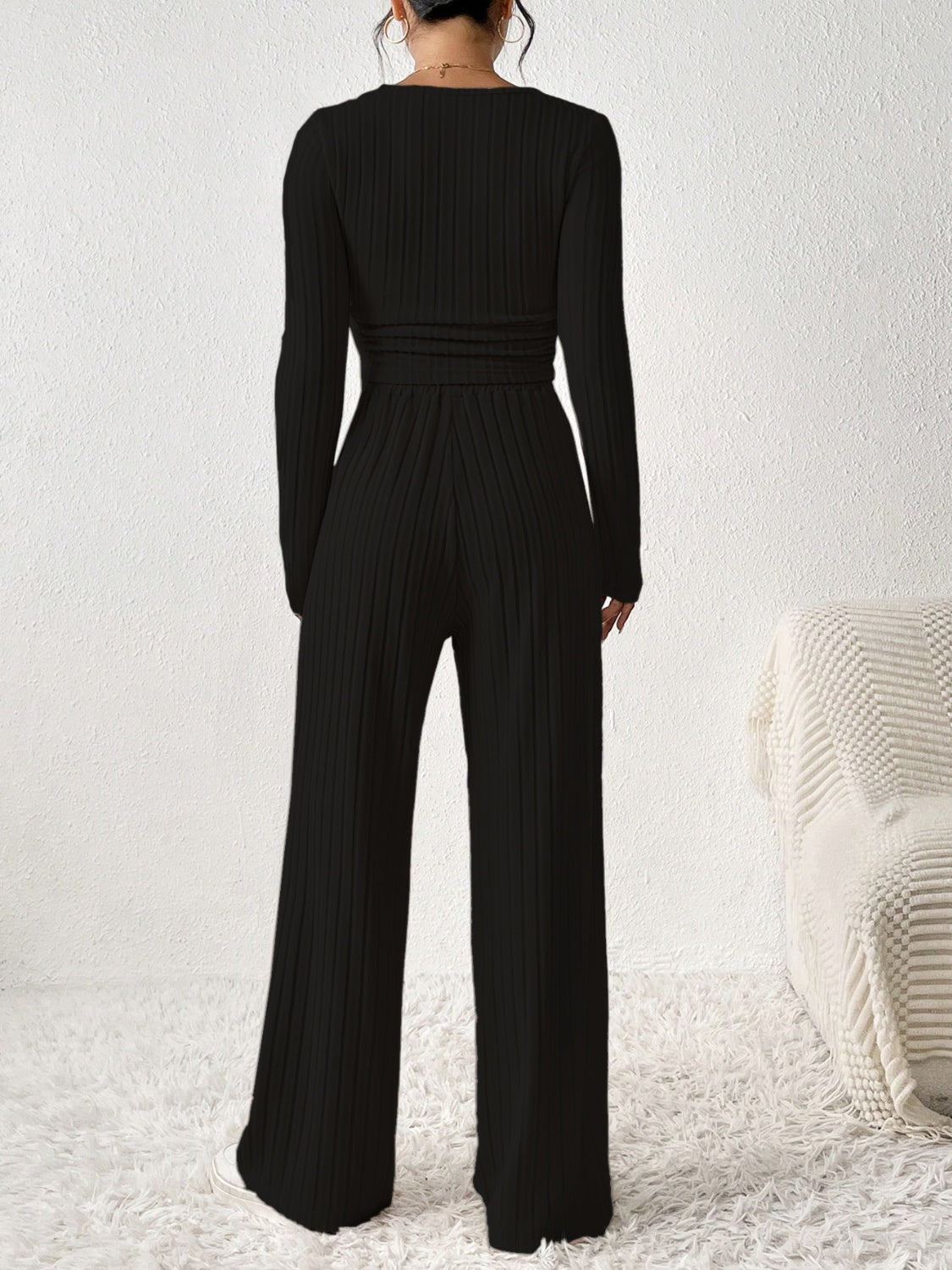 Emilie | Long sleeve top and scoop neck trousers set