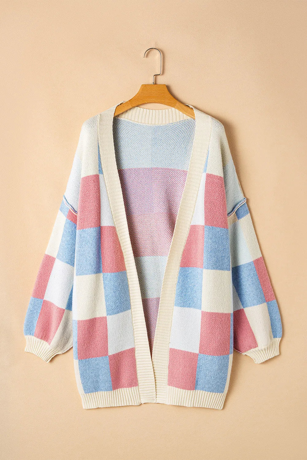 Lucie | Color block cardigan with open front and long sleeves