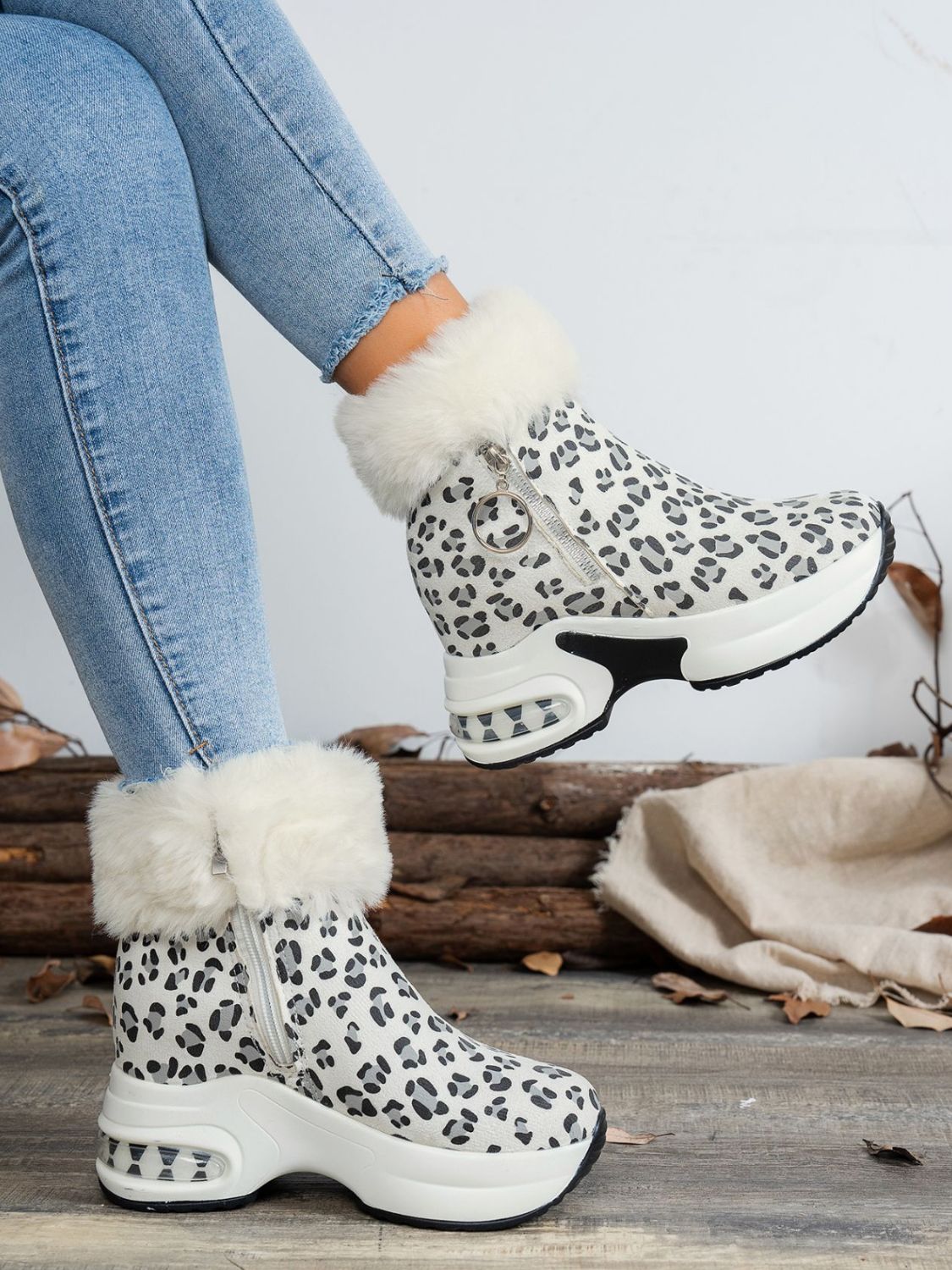 Zara | Leopard platform boots with side zip